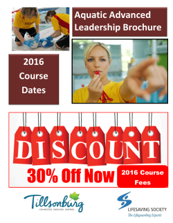 2016 Course Dates Aquatic Advanced Leadership Brochure