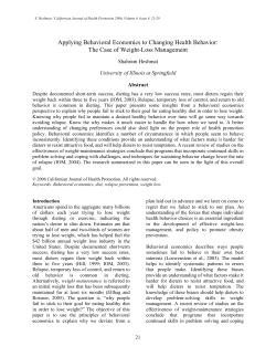 Applying Behavioral Economics to Changing Health Behavior: The