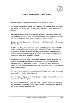 REIGATE SQUASH CLUB LEAGUE RULES