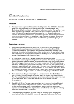 Cabinet paper on the Disability Action Plan 2014