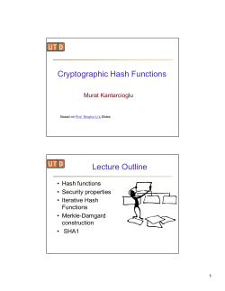 Cryptographic Hash Functions Lecture Outline