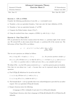 Advanced Automata Theory Exercise Sheet 9
