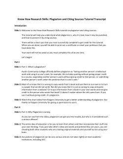 Know How Research Skills: Plagiarism and Citing