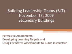 Building Leadership Team (BLT) November 17, 2009