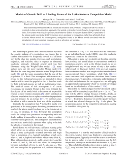 Models of Genetic Drift as Limiting Forms of the Lotka