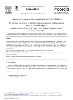 Economic Valuation of Ecotourism Resources in Yankari Game