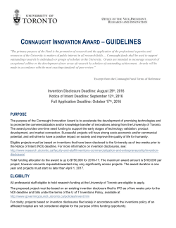 2016-17 Connaught Innovation Award Program Guidelines