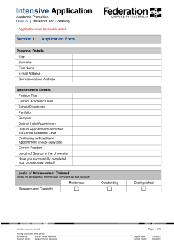 Academic Promotion Application Template * to Level B
