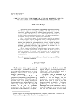 CONCENTRATION RATIOS, FINANCIAL LEVERAGE AND
