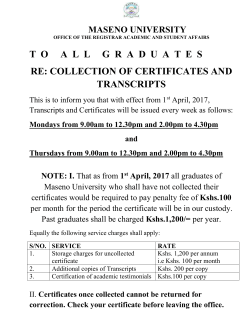 To All Graduates: Collection of Certificates and Transcripts