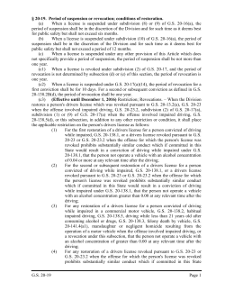 G.S. 20-19 Page 1 &sect; 20-19. Period of suspension or revocation