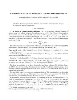 A GENERALIZATION OF FULTON`S CONJECTURE FOR