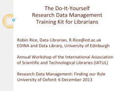 JISC Managing Research Data: Liaison Librarian Training