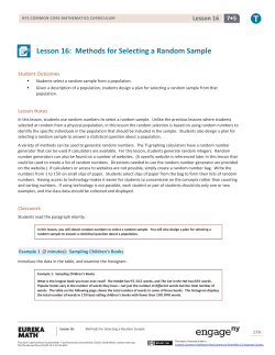Lesson 16: Methods for Selecting a Random Sample