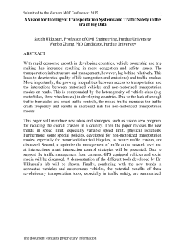 A Vision for Intelligent Transportation Systems and Traffic Safety in