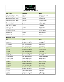Prizegiving Awards - 2016 Season