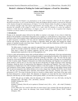 Beckett`s Atheism in Waiting for Godot and Endgame