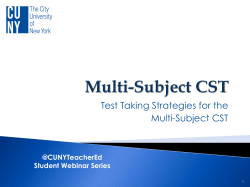 Test Taking Strategies for the Multi