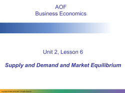 Unit 2, Lesson 6 Supply and Demand and Market Equilibrium