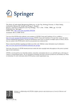 The Role of Individual Bargaining Behavior in the Pay Setting Process
