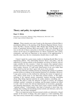 Theory and policy in regional science