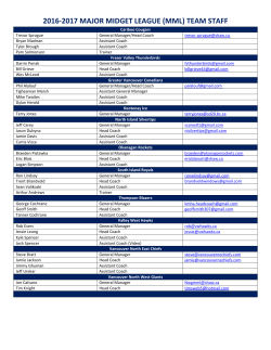 2016-2017 major midget league (mml) team staff