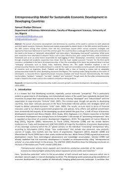 Entrepreneurship Model for Sustainable Economic Development in