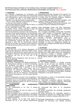 SPORTING REGULATIONS OF FIA WORLD RALLYCROSS