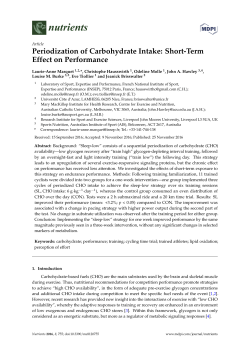 Periodization of Carbohydrate Intake: Short-Term Effect on