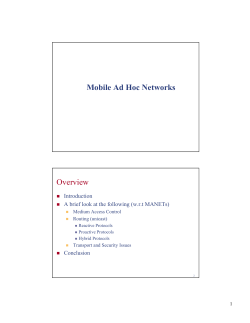 Mobile Ad Hoc Networks Overview