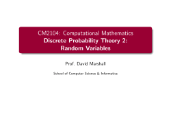 Random Variables - School of Computer Science and Informatics