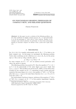 ON POLYNOMIALS SHARING PREIMAGES OF COMPACT SETS