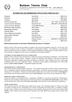 MEMBERSHIP APPLICATION AND INFORMATION