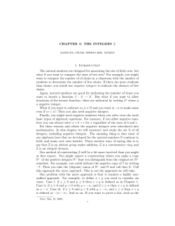 CHAPTER 3: THE INTEGERS Z 1. Introduction The natural numbers