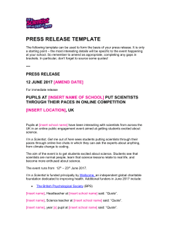 Sample Press Release  - I`m a Scientist, Get me out of here!