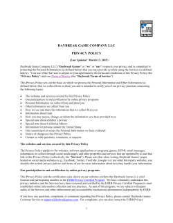 DAYBREAK GAME COMPANY LLC PRIVACY POLICY