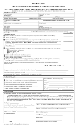 proof of claim - First Keystone Risk Retention Group