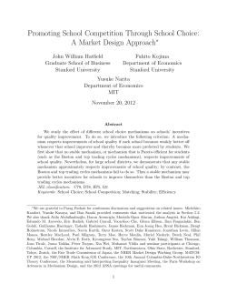 Promoting School Competition Through School Choice: A Market