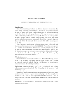 Nilpotent Numbers - Department of Mathematics
