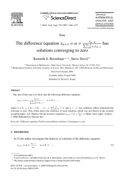 The difference equation xn+1 = &alpha; + has solutions