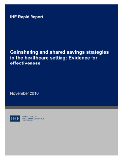Gainsharing and shared savings strategies in the healthcare setting