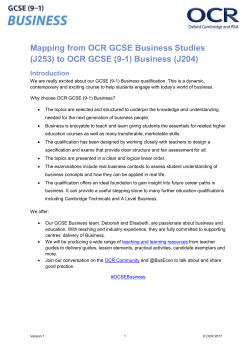 GCSE (9-1) Mapping Business Studies (J253) to OCR GCSE (9