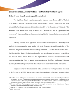 Securities Class Actions Update: The Market is Still Wide Open