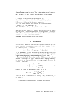 On sufficient conditions of the injectivity : development of a