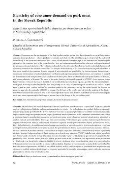 Elasticity of consumer demand on pork meat in the Slovak Republic
