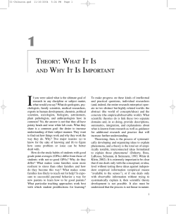 THEORY: WHAT IT IS AND WHY IT IS IMPORTANT