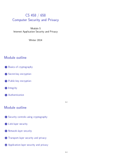 CS 458 / 658 Computer Security and Privacy Module outline