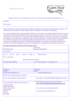Application Form - Barnet Education Arts Trust
