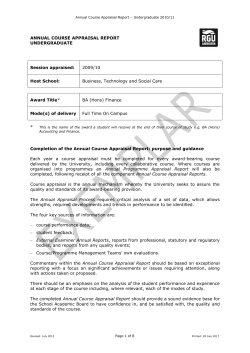 annual course appraisal report - undergraduate