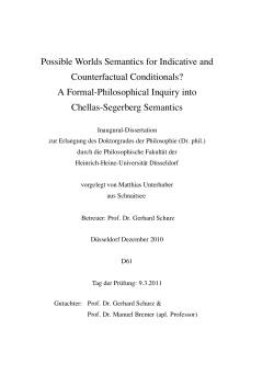 Possible Worlds Semantics for Indicative and Counterfactual